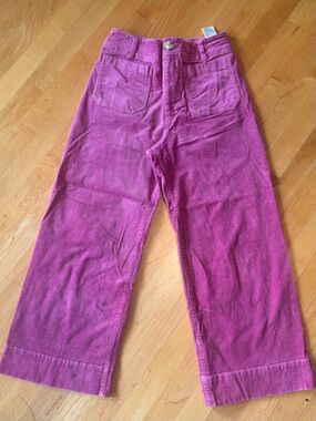 Anthropologie Girls Wide-Leg Corduroy Pants in Magenta
